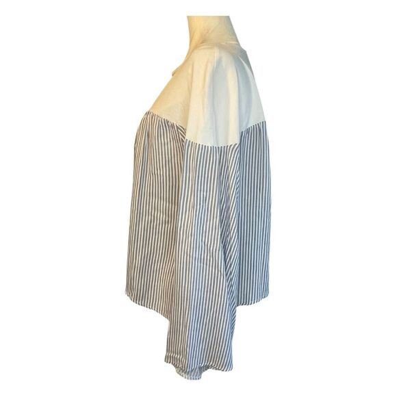 Zara Cotton Striped Blouse Blue White Knit Crewneck Long Sleeve S - Picture 3 of 6